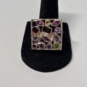 Elegant Multi-Stone Silver Ring